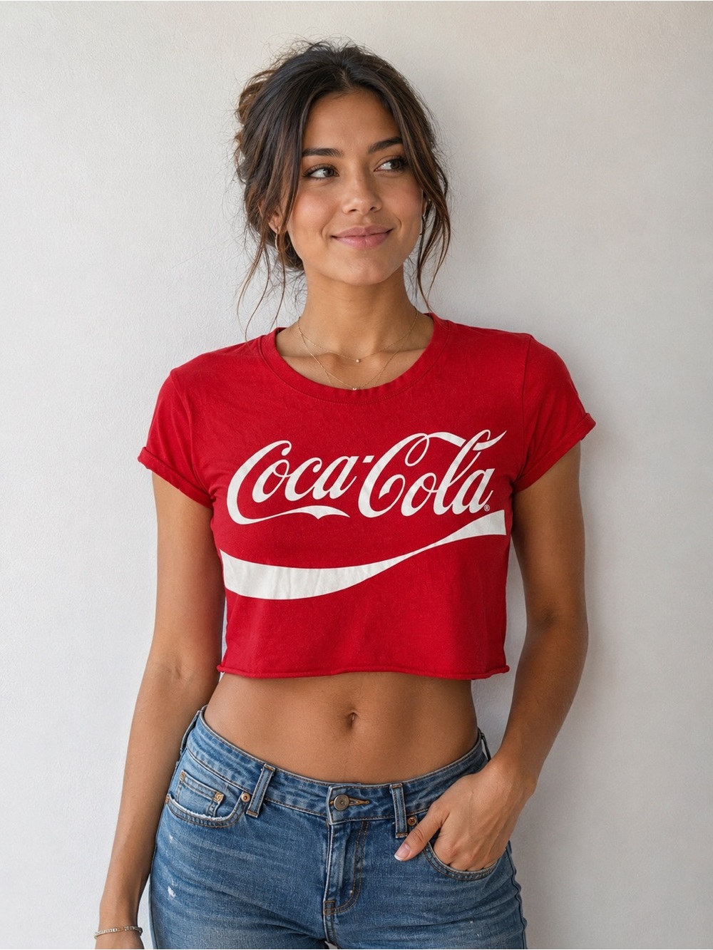 Coca Cola Red Crop Tee with White Logo